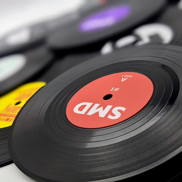 Mini vinyl record coasters - 90s rave