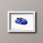 Lotus Elise S1 - blue / Silver - A3/A4 Print "Splatter"