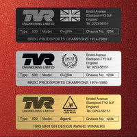 TVR Build Plaque / Plate - personalised / customisable