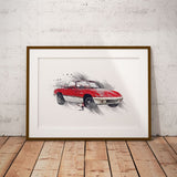 Classic Lotus Elan Sprint - red/white - A3/A4 Print "Splatter"