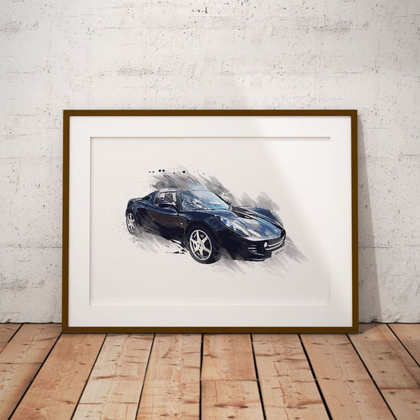 Lotus Elise S2 - Black - A3/A4 Print "Splatter"