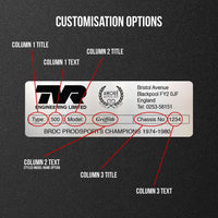 TVR Build Plaque / Plate - personalised / customisable