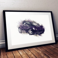 Lotus Elise S1 - Deep Purple / Silver - A3/A4 Print "Splatter"