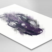 Lotus Elise S1 - Deep Purple / Silver - A3/A4 Print "Splatter"