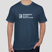 Retro Gauntlet "REMEMBER DO NOT SHOOT FOOD" slogan t-shirt