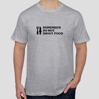 Retro Gauntlet "REMEMBER DO NOT SHOOT FOOD" slogan t-shirt