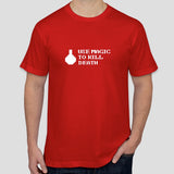 Retro Gauntlet "USE MAGIC TO KILL DEATH" slogan t-shirt