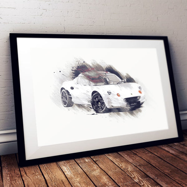 Lotus Elise S1 - White / Black - A3/A4 Print "Splatter"