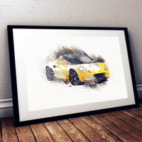 Lotus Elise S1 - Norfolk Mustard (yellow) / Black - A3/A4 Print "Splatter"